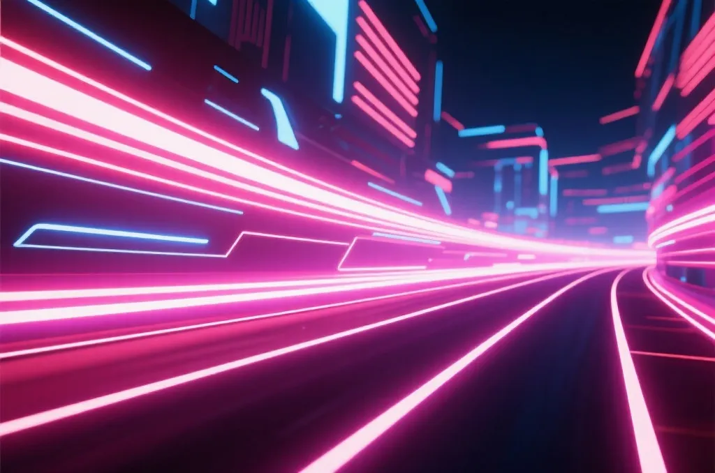 Futuristic digital sports track with glowing neon lines
